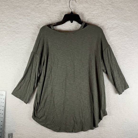 Matty M Blouse Womens Small Olive‎ Green V-Neck Short Sleeve Pullover Top S6532 - Picture 5 of 7